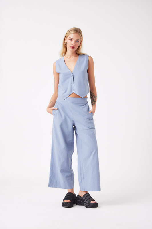 Billie Wide Leg Pant- Blue