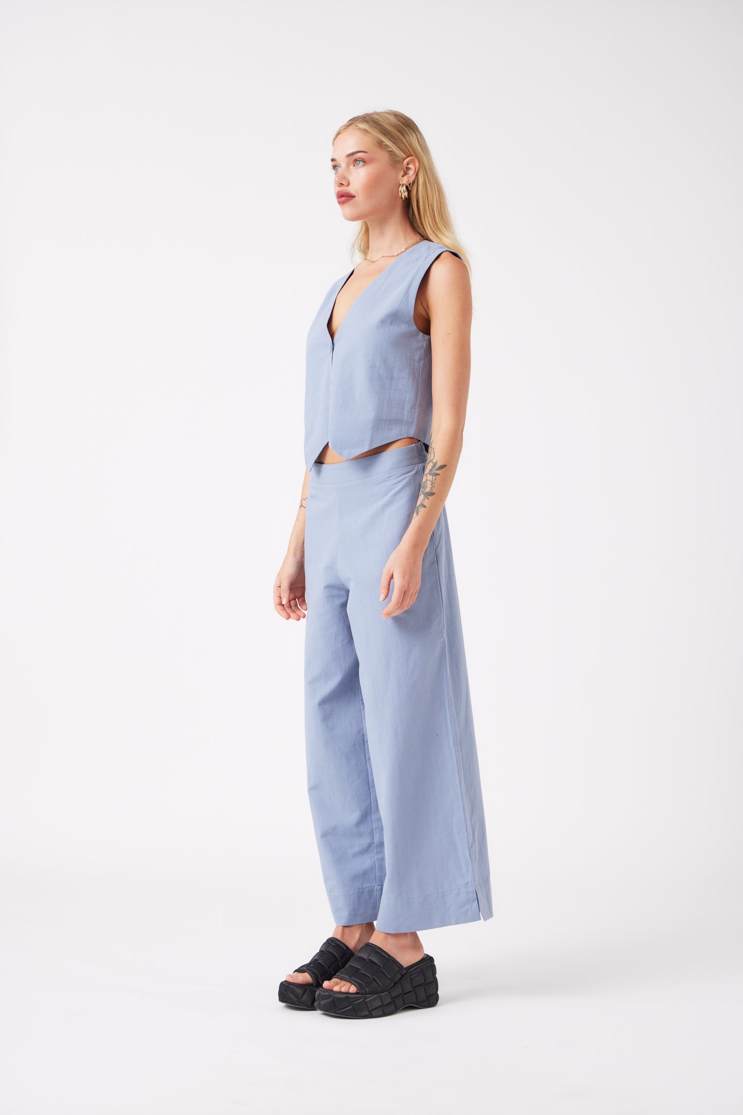 Billie Wide Leg Pant- Blue