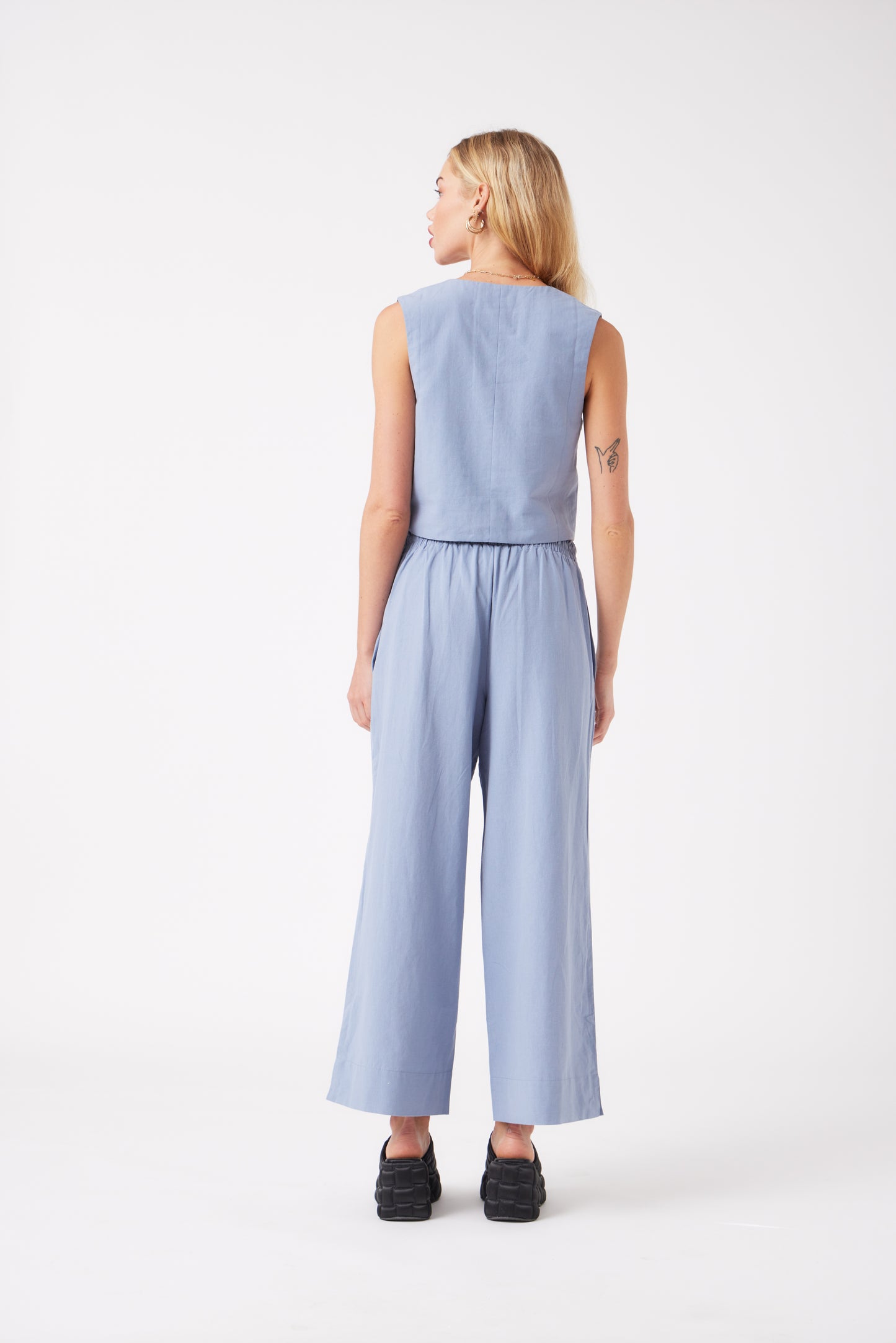 Billie Wide Leg Pant- Blue