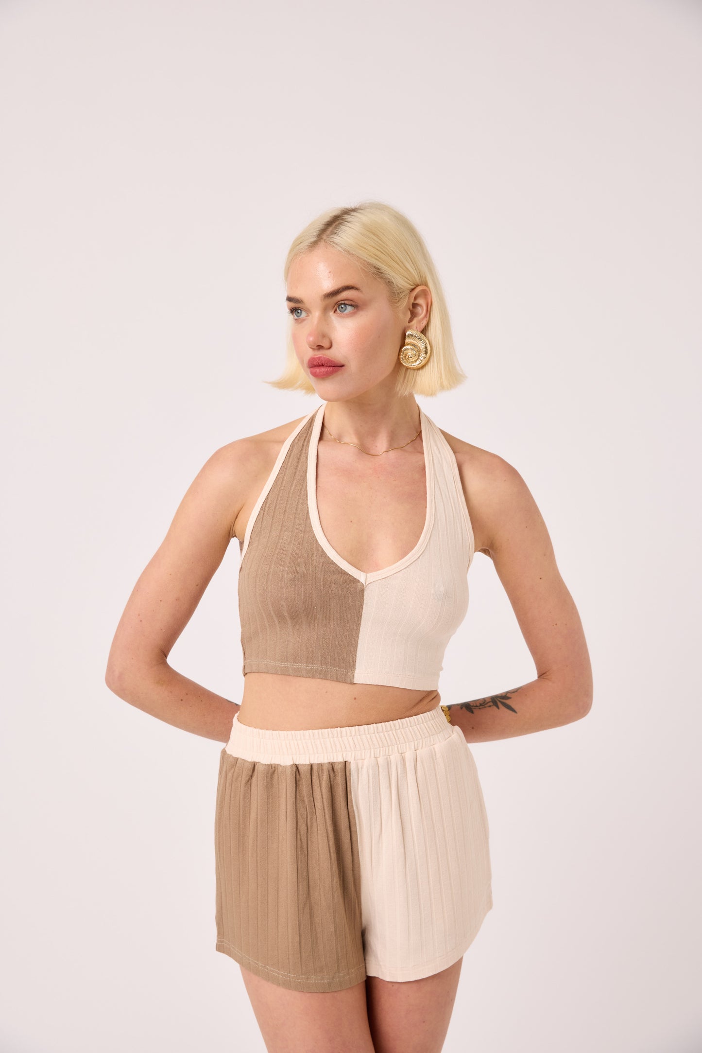 Cassie Two Tone Jersey Halter Top